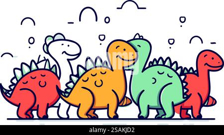 Dinosaurier-Doodle-Linie-Symbol. Vektorabbildung. eps 10 Stock Vektor