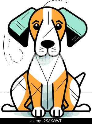 Lustiger Zeichentrickhund. Vektorillustration eines Hundes mit Knochen. Stock Vektor