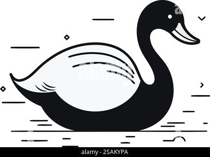 Entenschwarzes einfaches Symbol isoliert auf weißem Hintergrund. Vektorabbildung. Stock Vektor