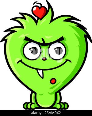 Lustiges Comic-Monster mit Herz. Vektorillustration isoliert auf weißem Hintergrund. Stock Vektor