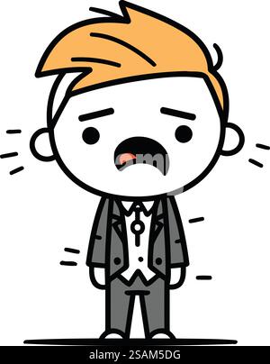 Wütender Cartoon Mann Retro Vektor Stabfigur eines Mannes, der eine Jacke trägt Stock Vektor