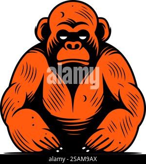 Gorilla. Vektorillustration bereit für Vinylschneiden. Holzschnitt. Stock Vektor