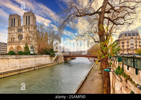 Notre-Dame de Paris mittelalterliche katholische Kathedrale an der seine in Paris, Frankreich Stockfoto