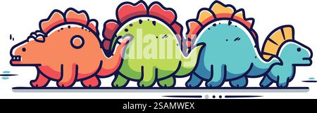 Niedliche Cartoon-Dinosaurier. Vektorillustration auf weißem Hintergrund isoliert. Stock Vektor