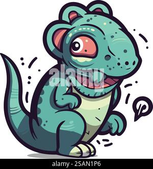 Niedliches Karikaturkrokodil. Vektorillustration isoliert auf weißem Hintergrund. Stock Vektor