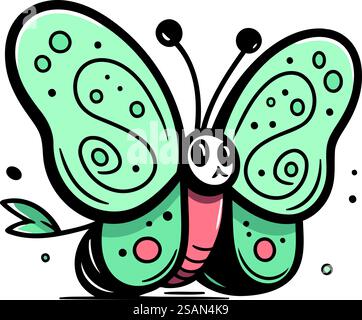 Schmetterlingssymbol. Niedliches Karikaturinsekt. Vektorabbildung. Stock Vektor