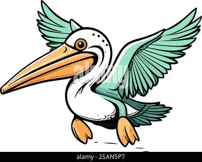 Illustration des Pelican-Vektors. Cartoon Pelikan isoliert auf weißem Hintergrund. Stock Vektor