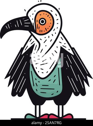 Niedlicher Zeichentrickgeier. Vektorillustration im Doodle-Stil. Stock Vektor