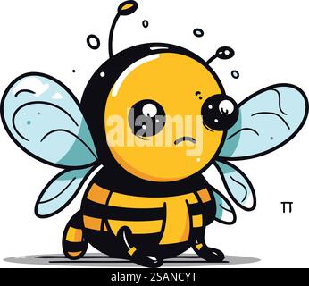 Vektor-Illustration der niedlichen Karikaturbiene. Isoliert auf weißem Hintergrund. Stock Vektor
