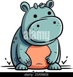 Niedliches Nilpferd, das auf dem Ei sitzt. Stock Vektor