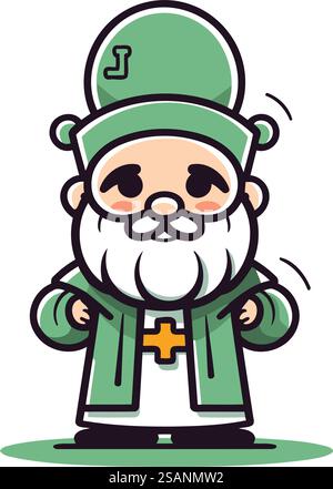 Garten Gnome Cartoon Maskottchen Charakter Vektor Illustration. Stock Vektor