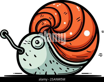 Karikaturschnecke. Vektor-Illustration einer Schnecke im Cartoon-Stil. Stock Vektor
