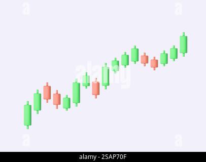 3D-Wachstumsdiagramm Finanzgrafik oder Handel mit Geschäftsinvestitionen. 3D-Rendering. Vektorabbildung. Wachstumsdiagramm Finanzdiagramm oder Handel mit Geschäftsinvestitionen Stock Vektor