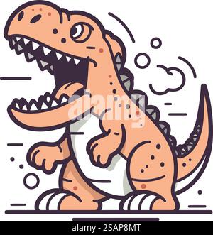 Nette tyrannosaurus rex Dinosaurier Cartoon Vektor Illustration. Lustiger Dinosaurier-Charakter. Stock Vektor