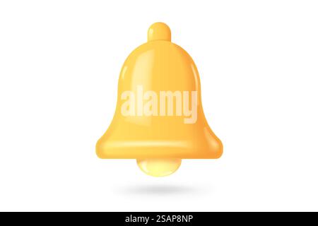 Symbol für 3D-Benachrichtigungsglocke. 3D-Rendern gelber Klingelton Stock Vektor