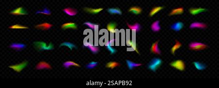 Abstrakte Verläufe mit Unschärfeeffekt. Mehrfarbige Kollektion mit verschwommener Form. Lebendige, weiche, verschwommene Farbverläufe. Set mit punktuell verschwommenen, mehrfarbigen Pinselstrichen. Vektorabbildung Stock Vektor