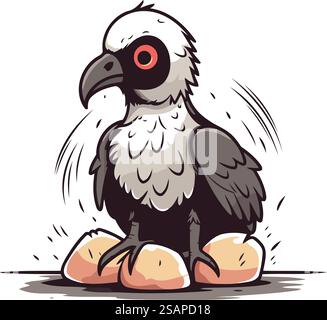 Illustration eines Geiers, der auf einem Felsen sitzt. Vektorabbildung. Stock Vektor