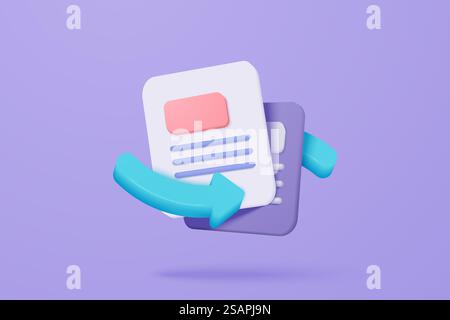 3D-Mediendaten mit Video- und Fotogalerie-Bibliothek. Bild- und Videodateien in der Datenbank werden gesucht. Dokumentenmanagement Soft, Dokumentform, Compound Docs Konzept. Abbildung des Symbols für 3D-Dateien Vektor-Rendering Stock Vektor