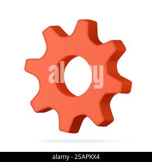 3D-Zahnrad isoliert auf weißem Hintergrund. 3D-Rendering. Vektorabbildung. 3D-Zahnrad Stock Vektor