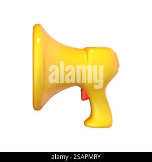 3D-Zeichentrickfilm Megaphon, Lautsprecher. Symbole Lautsprecher. Soziale Medien. Werbung und Werbung. Vektorillustration Marketing Time Konzept Stock Vektor