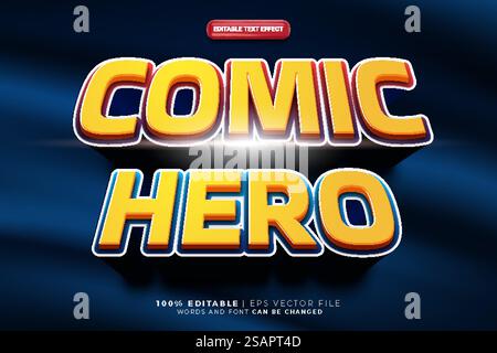 Comic Hero Style Bold 3D bearbeitbarer Texteffekt Stil Stock Vektor