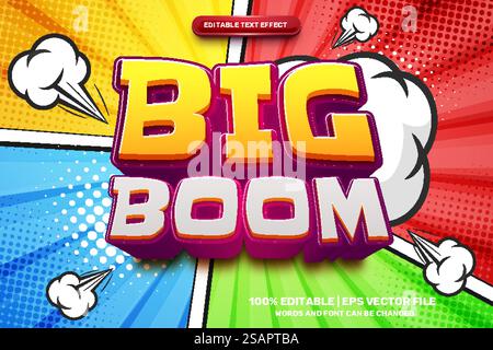 Big Boom Comic Caretoon Style Fett 3D-Texteffekt-Stil Stock Vektor