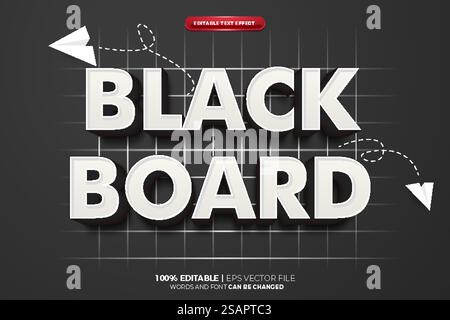 Black Board Back to School 3D bearbeitbarer Texteffekt Stock Vektor
