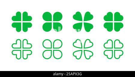 Clover Luck Symbol. Shamrock Leaf Icon Kollektion. Logo-Schild mit Kleeblatt. Rohteilvektor. EPS 10. Clover Luck Symbol. Shamrock Leaf Icon Kollektion. Logo-Schild mit Kleeblatt. Rohteilvektor Stock Vektor