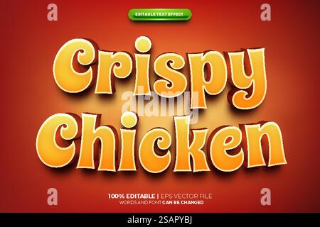 Stil für Crispy Chicken 3D-Texteffekte Stock Vektor