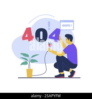 Fehler 404 Illustrationskonzept. Illustration des flachen Vektors auf weißem Hintergrund isoliert Stock Vektor
