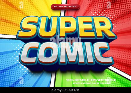Super-Comic-Stil Bold 3D bearbeitbarer Texteffekt Stil Stock Vektor