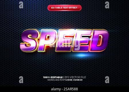Speed esport Blue Glow, filmischer 3D-Texteffekt, der bearbeitet werden kann Stock Vektor
