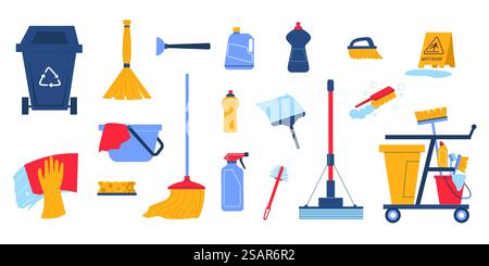 Reinigungsmittel. Trendige Doodle-Haushaltsartikel. Haushaltsreinigungsgeräte. Gummihandschuhe. Kunststoffeimer und Hausarbeit-Chemie. Reinigungsmittel und Mülleimer. Vector-Haushaltswerkzeuge-Set. Reinigungsmittel. Kritzeln Sie Haushaltsartikel. Haushaltsreinigungsgeräte. Gummihandschuhe. Eimer- und Hausarbeit-Chemie. Reinigungsmittel und Mülleimer. Vector-Haushaltswerkzeuge-Set Stock Vektor
