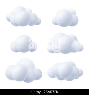 Silberne Wolken. Outdoor Wetter realistische Visualisierung flauschige Kunststoff abgerundete Wolken einfache geometrische Formen anständige Vektor-Illustrationen Set. Wolken-Wetter-Wolken-Kollektion. Silberne Wolken. Outdoor Wetter realistische Visualisierung flauschige Kunststoff abgerundete Wolken einfache geometrische Formen anständige Vektor-Illustrationen Set Stock Vektor