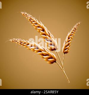 Nahaufnahme mit Malz in 3D-Illustration. Nahaufnahmebild Malz Stock Vektor