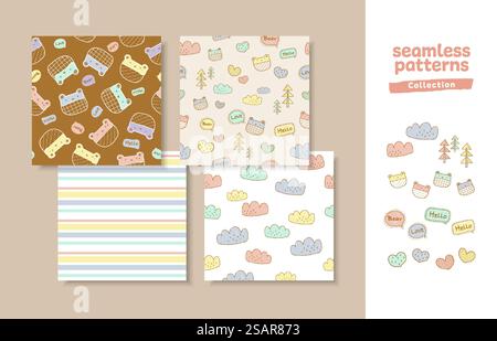 Handgezeichnetes, dekoratives nahtloses Muster für Textilien, Tapeten, Cover und Bekleidungsdesign. Stock Vektor