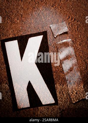 Ausgeschnittene Buchstaben „KI“ für den deutschen Ausdruck „Künstliche Intelligenz“ Stockfoto