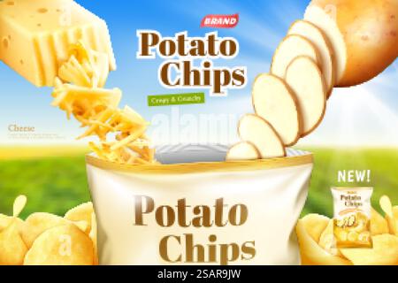 Werbung für Kartoffelchips mit Käsegeschmack Stock Vektor