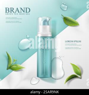 Grüne Teesamen-Serum-Anzeigen Stock Vektor