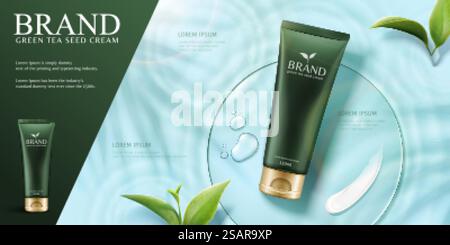 Bannerwerbung für Grüntee-Samencreme Stock Vektor