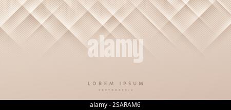 Hellbrauner verlaufender Hintergrund mit dynamischen diagonalen Streifenlinien und Schatten. Gepunktete Halbtondekoration. Modernes und einfaches Bannerdesign. Luxuriöses und elegantes Konzept. Vektor-EPS10 Stock Vektor