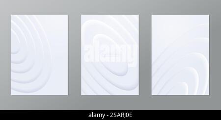 Abstrakte weiße Hintergründe mit neumorphen Kreisen. Runde geometrische Formen Neomorphismusstil Stock Vektor