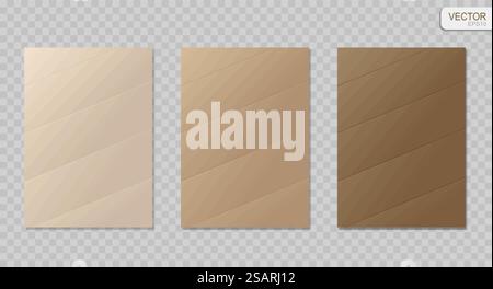 Schleifpapier Set Vektor Hintergrund. Realistisch strukturierte alte Papierkollektion. Beige und braune Seiten isoliert auf transparentem Hintergrund EPS10 Stock Vektor