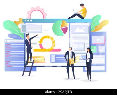 Methodik der agilen Softwareentwicklung, Vektorillustration. Agiles Projektmanagement-Konzept mit Schriftzeichen für Webbanner, Website-Seite usw. Agile Software Development Methodology Konzept Vektorillustration Stock Vektor