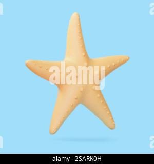3D-Zeichentrickillustration von Sternfischen. Geeignet für Strandaktivitäten und Sommersymbole. 3D süßes Seestern-Element Stock Vektor