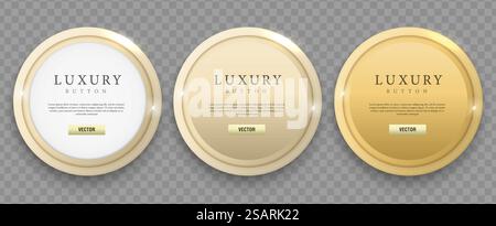 Luxuriöser runder Rahmen Vektorsatz. Leere Etiketten, Banner, Symbole oder Knöpfe für Ihr Design Stock Vektor