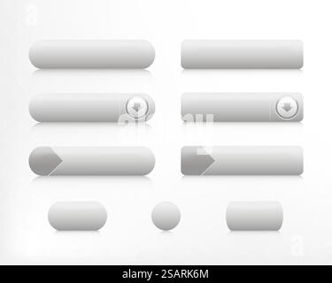Weiße Vektorschaltflächen eingestellt. Leere Schieberegler für Website, mobiles Menü, Navigation und Apps. Einfache isolierte Konstruktionselemente, UI-Komponenten Stock Vektor