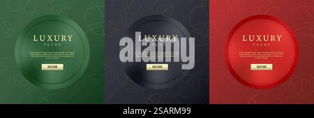 Luxuriöser runder Rahmen Vektorsatz. Etiketten, Banner, Symbole oder Schaltflächen für Ihr Design Stock Vektor