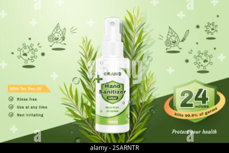 Anzeigenvorlage für Handdesinfektionsspray Stock Vektor