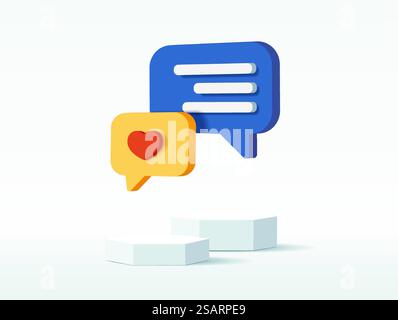 Chat-Bubbles oder Sprach-Bubble-Symbol Website-ui auf weißem Hintergrund 3D-Rendering-Illustration Stock Vektor